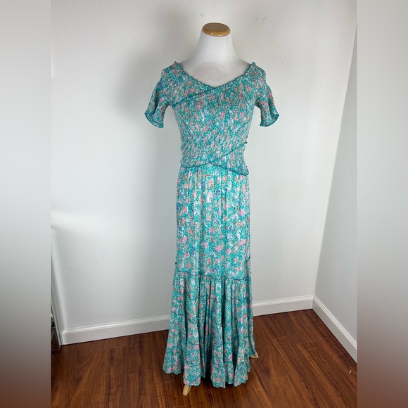 Poupette St. Barth Soledad Dress Size S Off The Shoulder Maxi - Picture 3 of 9